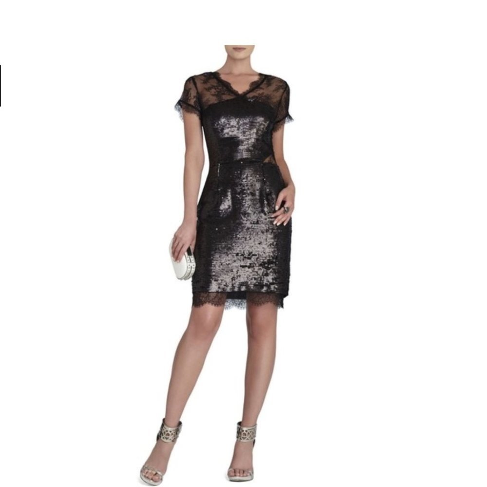 Bcbgmaxazria Nel Crossback Lace V-Neck Dress